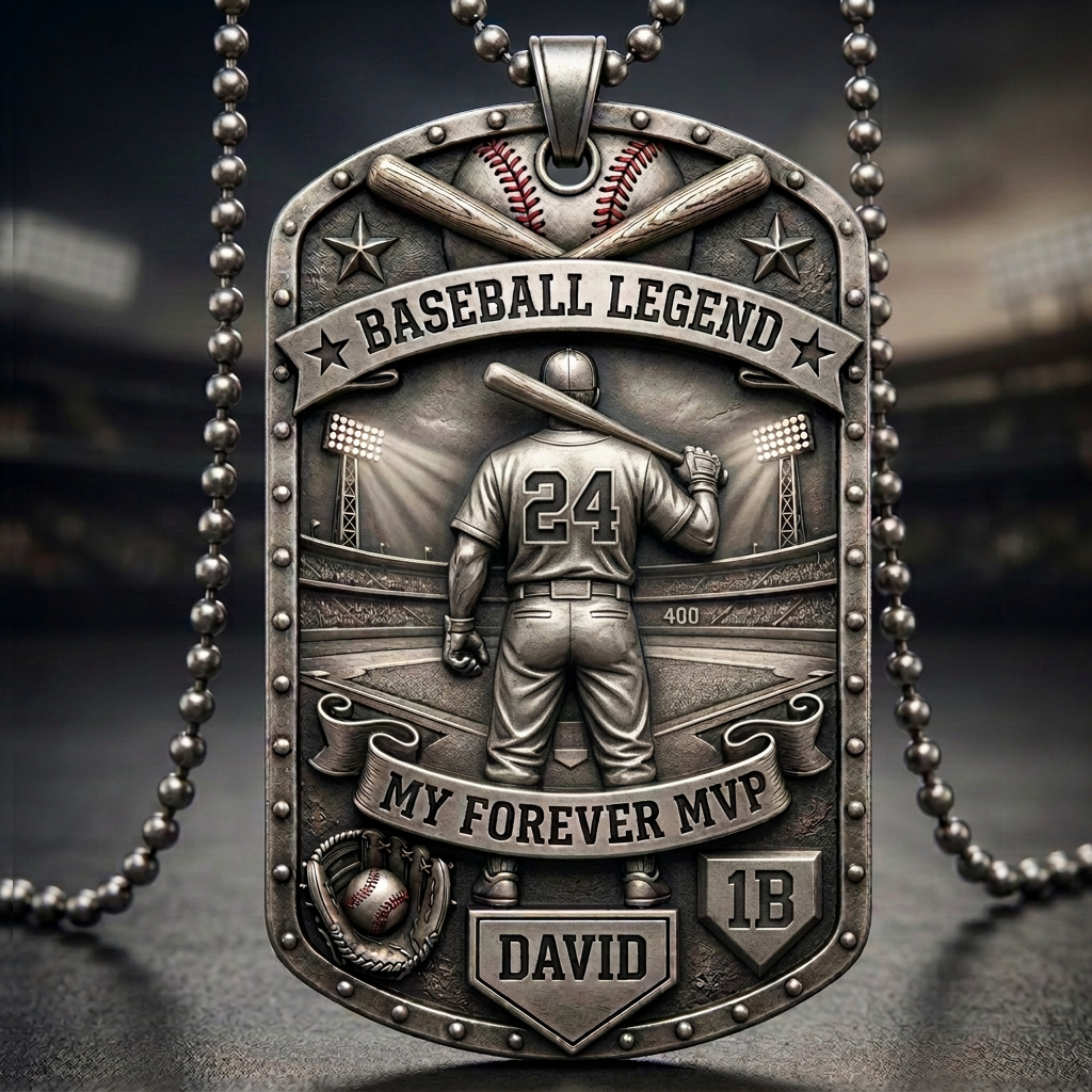 Personalized "My Forever MVP" Baseball Dog Tag Necklace - Custom Name & Position ⚾✨