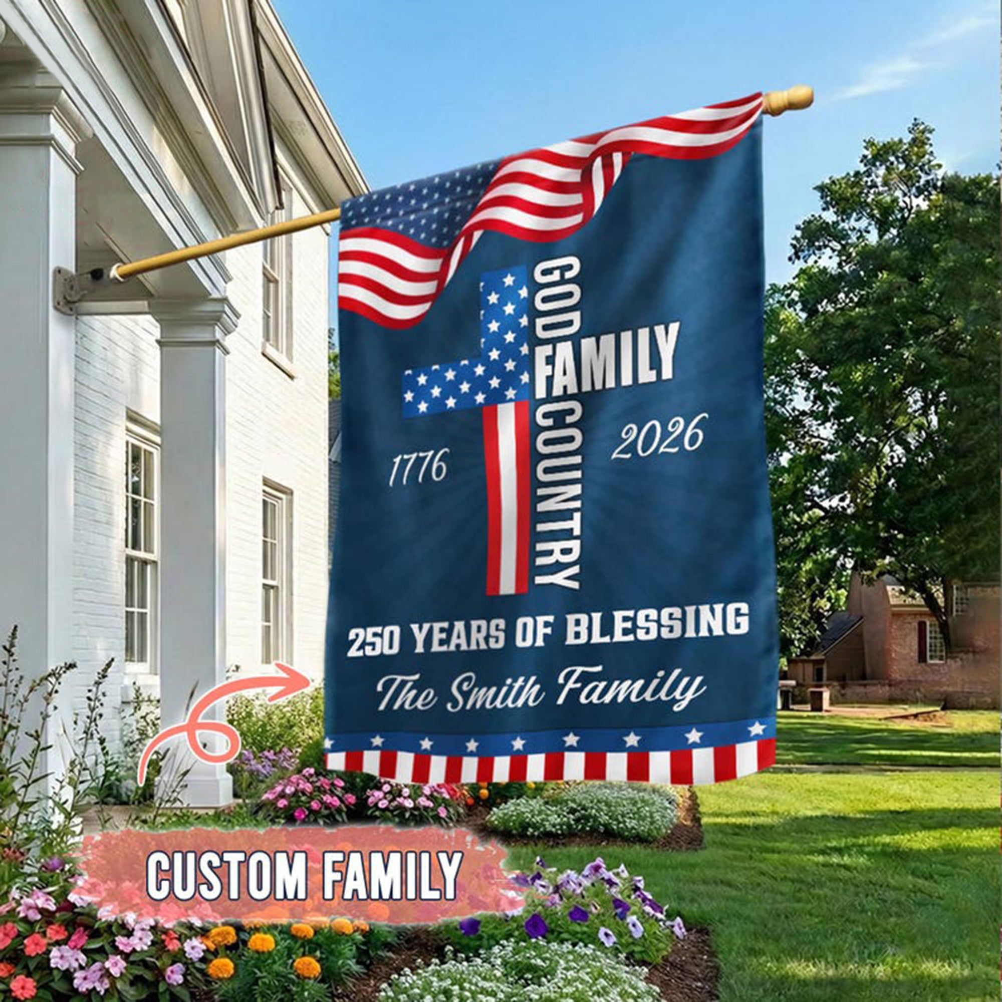 Personalized 250 Years of Blessing Garden Flag