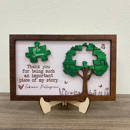 🍎Personalized Teacher Appreciation Sign – “Thank You for Being an Important Piece of My Story”