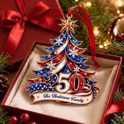Personalized 250th America Christmas Ornament