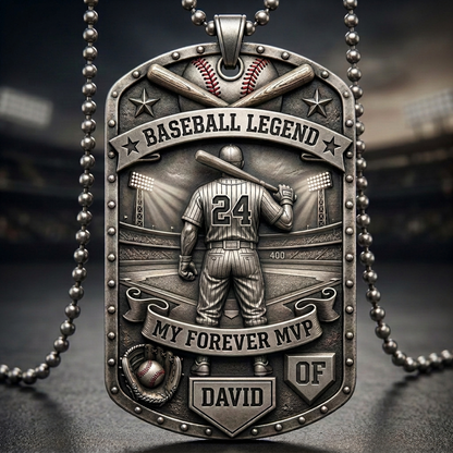 Personalized "My Forever MVP" Baseball Dog Tag Necklace - Custom Name & Position ⚾✨