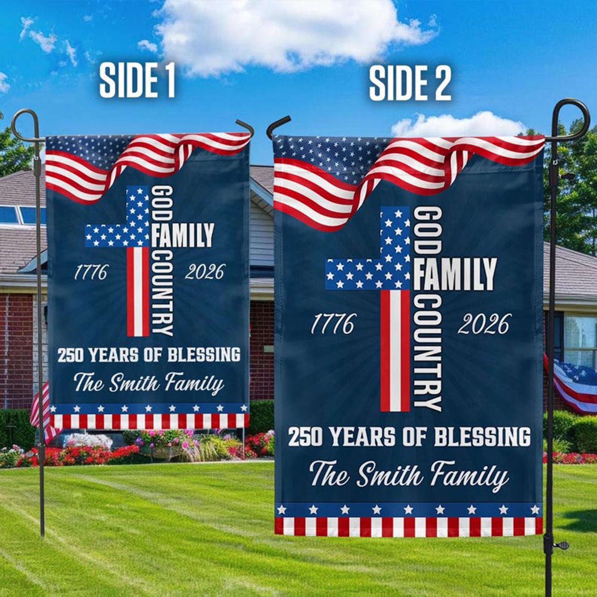 Personalized 250 Years of Blessing Garden Flag