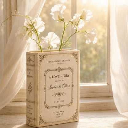 Custom  Book Vase, Personalised Wedding Gift for Couple, Bridal Shower Gift, Engagement, Wedding Gift, Bridesmaid Gift
