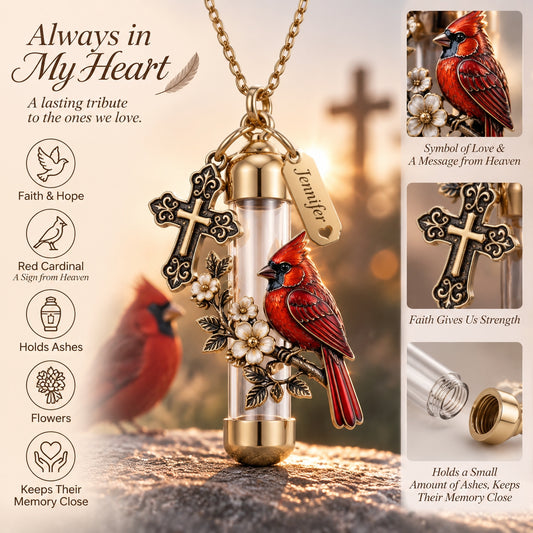🐦Always in My Heart – Personalized Cremation Ash Urn Necklace|A lasting tribute to the ones we love. ❤️