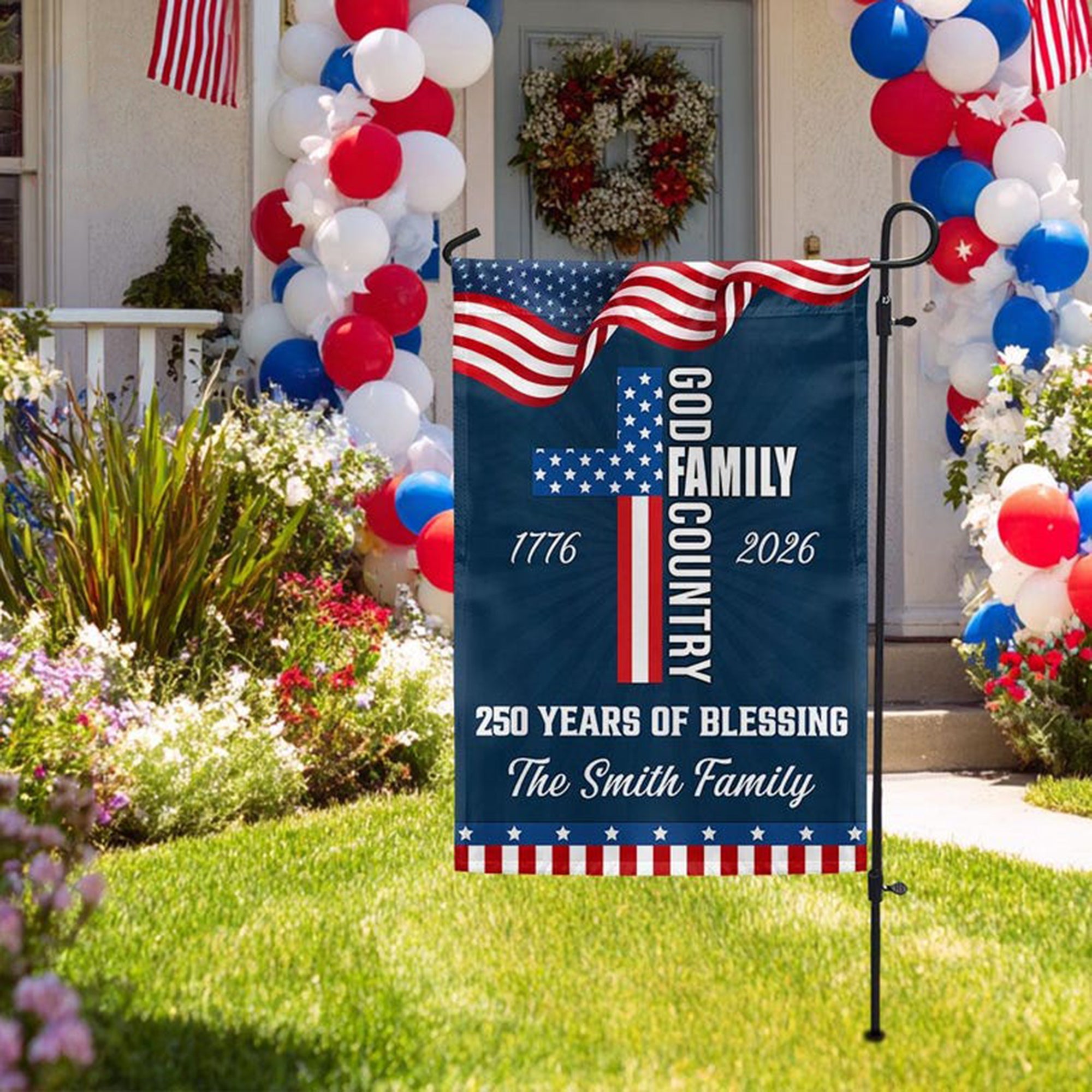 Personalized 250 Years of Blessing Garden Flag