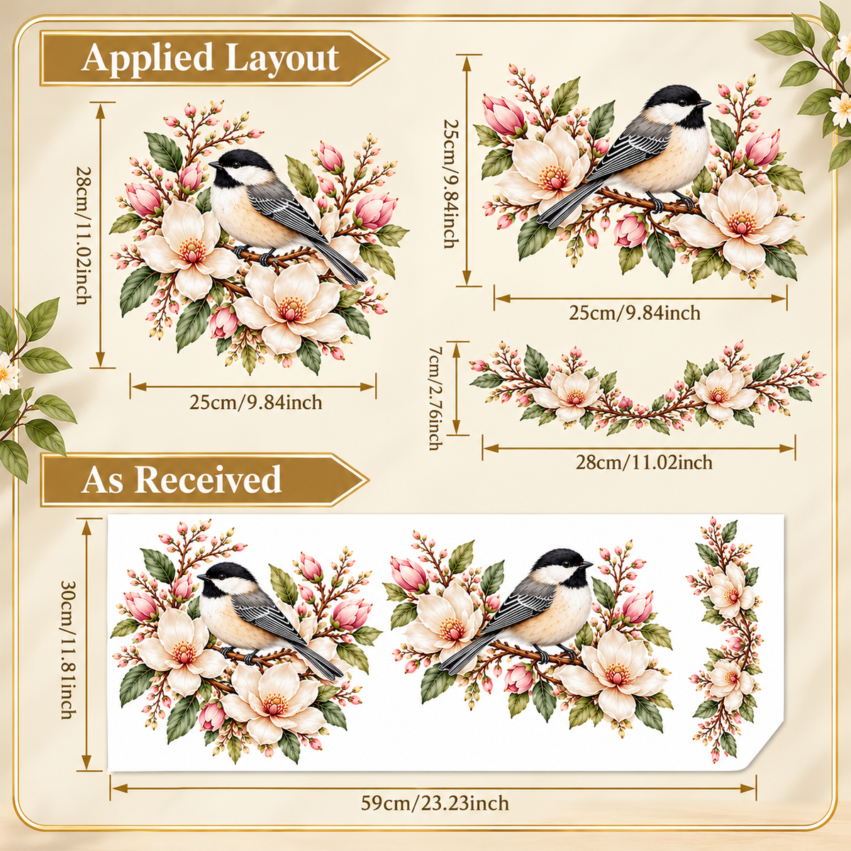 Last Day 50% OFF-Only$12.99🎁 Nature's Melody 3-Piece Floral & Bird Toilet Decal Set 🌸🐦 | Instant Bathroom Makeover