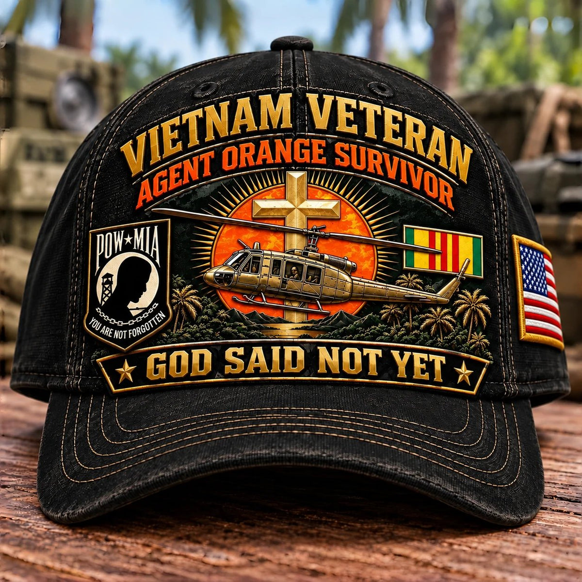 🎖️ Vietnam War Veteran Agent Orange Survivor “God Said Not Yet” Baseball Cap — Honoring Their Service and Strength 🇺🇸