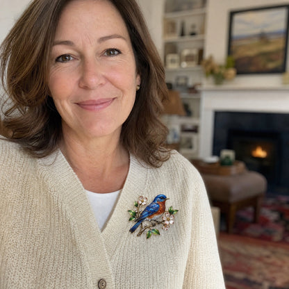 Bluebird Enamel Brooch | Bluebirds Appear When Happy Memories Are Near, Sentimental Comfort Gift