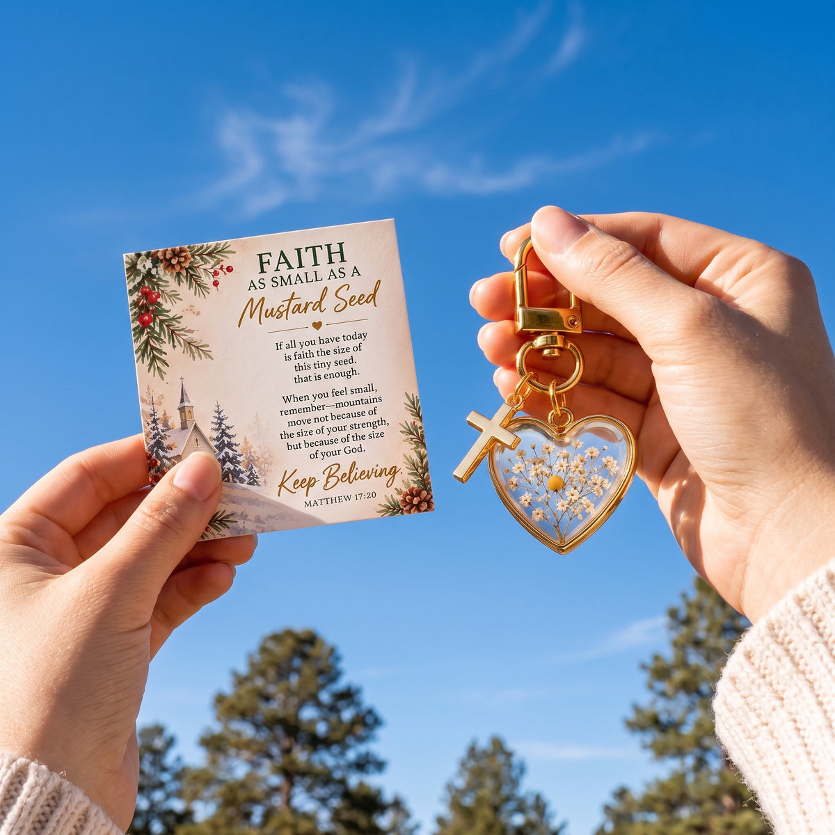 ⏳ Last Day 50% OFF –✝️ Mustard Seed Faith Keychain — Keep Believing