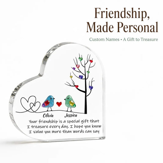 Personalized "Tree of Life" Friendship Heart Plaque | Custom Bestie Desk Decor & Keepsake Gift 👯‍♀️💖