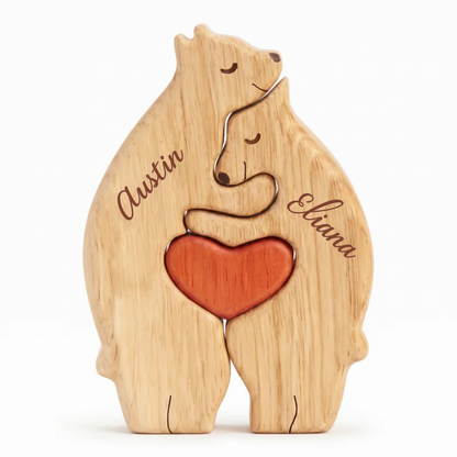 🐻 Personalized Wooden Bear Family Puzzle | Custom Name Keepsake Decor ❤️