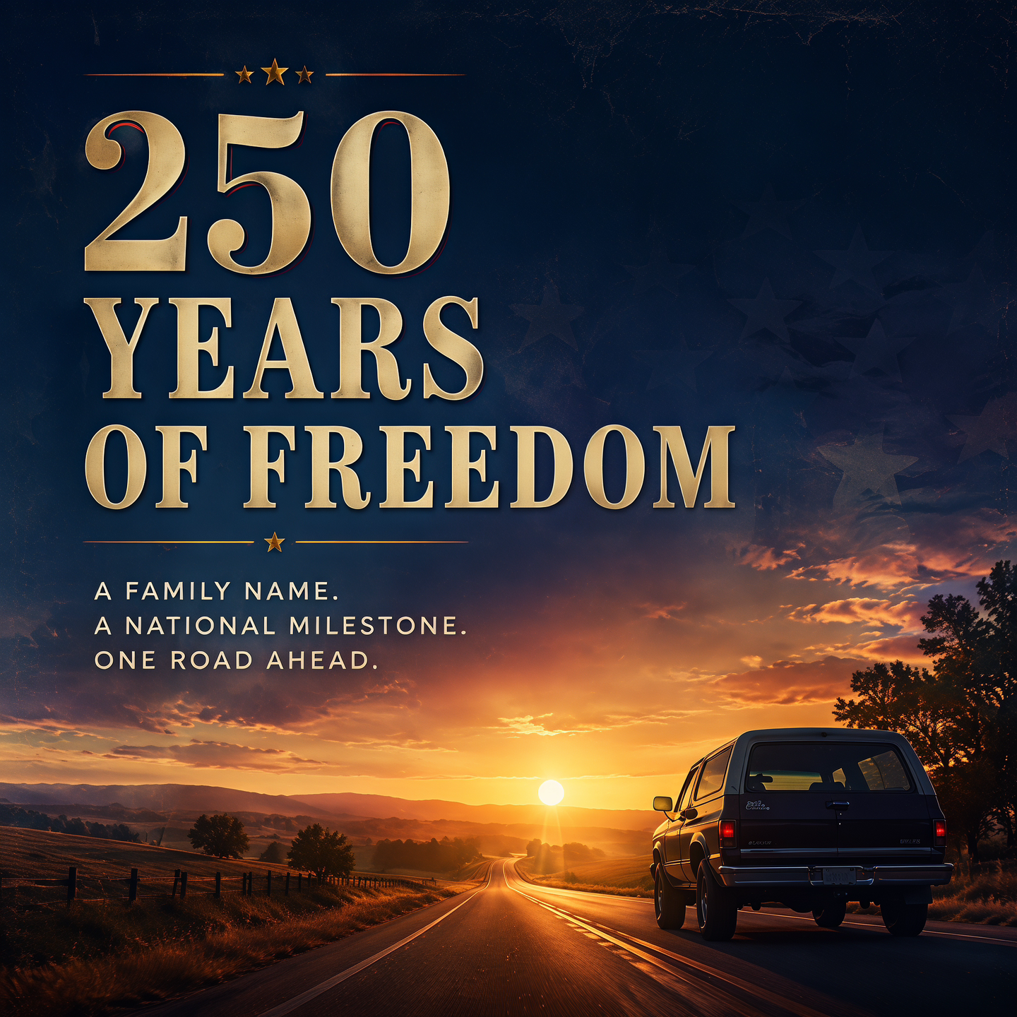 Personalized America 250th Anniversary Car Emblem | Custom Family Name "Faith, Family, Freedom" Patriotic Vehicle Badge (1776-2026)