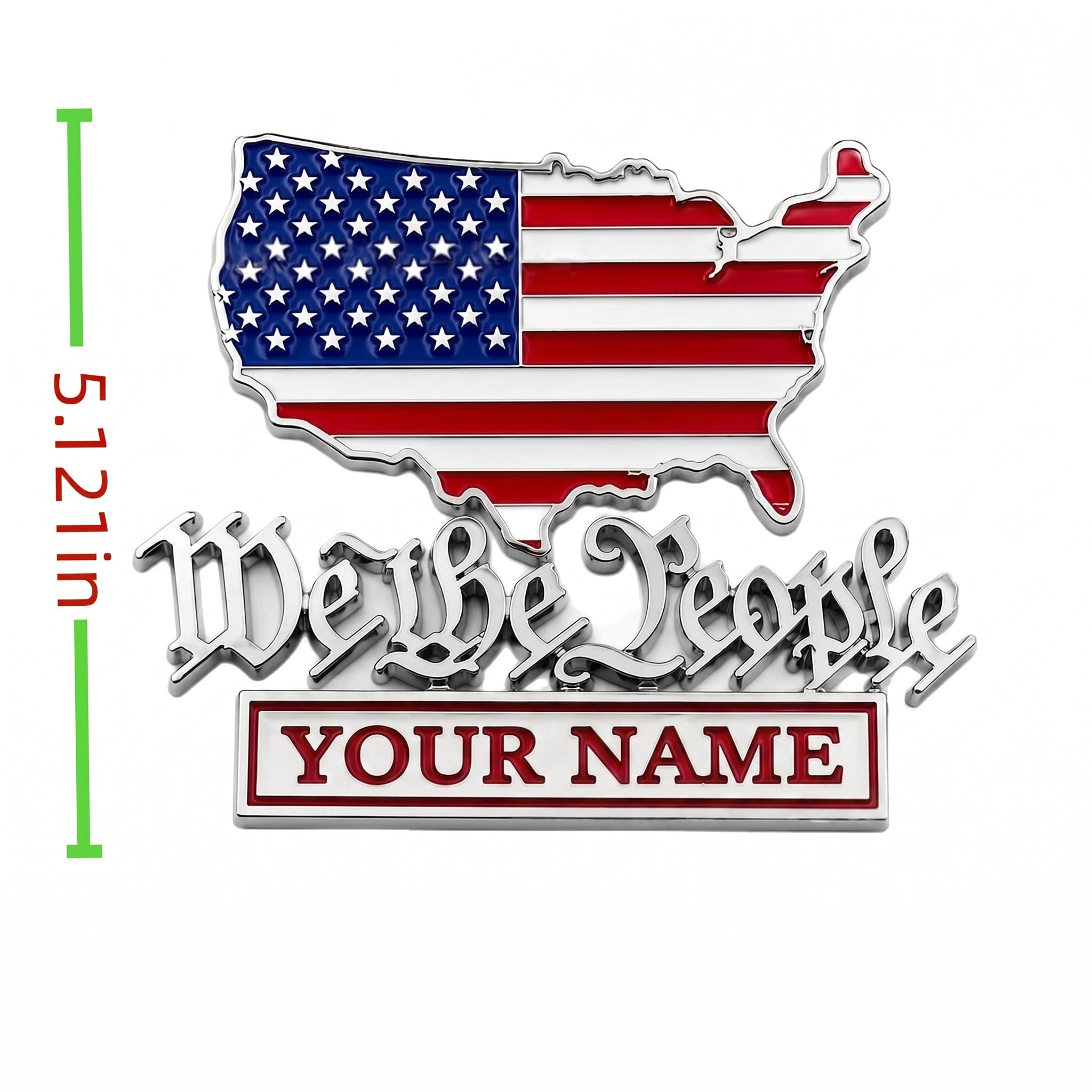 Personalize 250th Anniversary "We The People" USA Map Metal Car Emblem