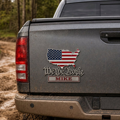 Personalize 250th Anniversary "We The People" USA Map Metal Car Emblem