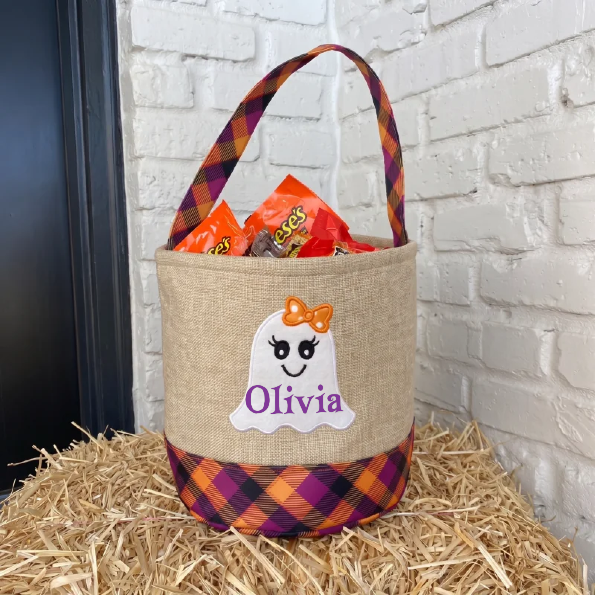 Personalized "Little Ghost" Trick-or-Treat Candy Bucket | Custom Halloween Tote 👻🍬