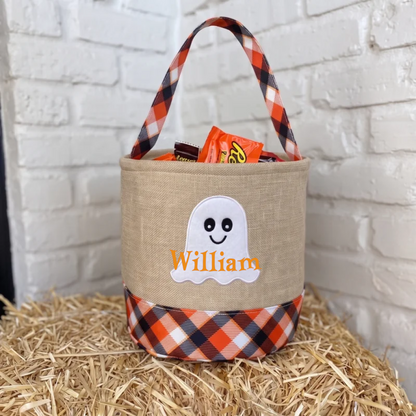 Personalized "Little Ghost" Trick-or-Treat Candy Bucket | Custom Halloween Tote 👻🍬