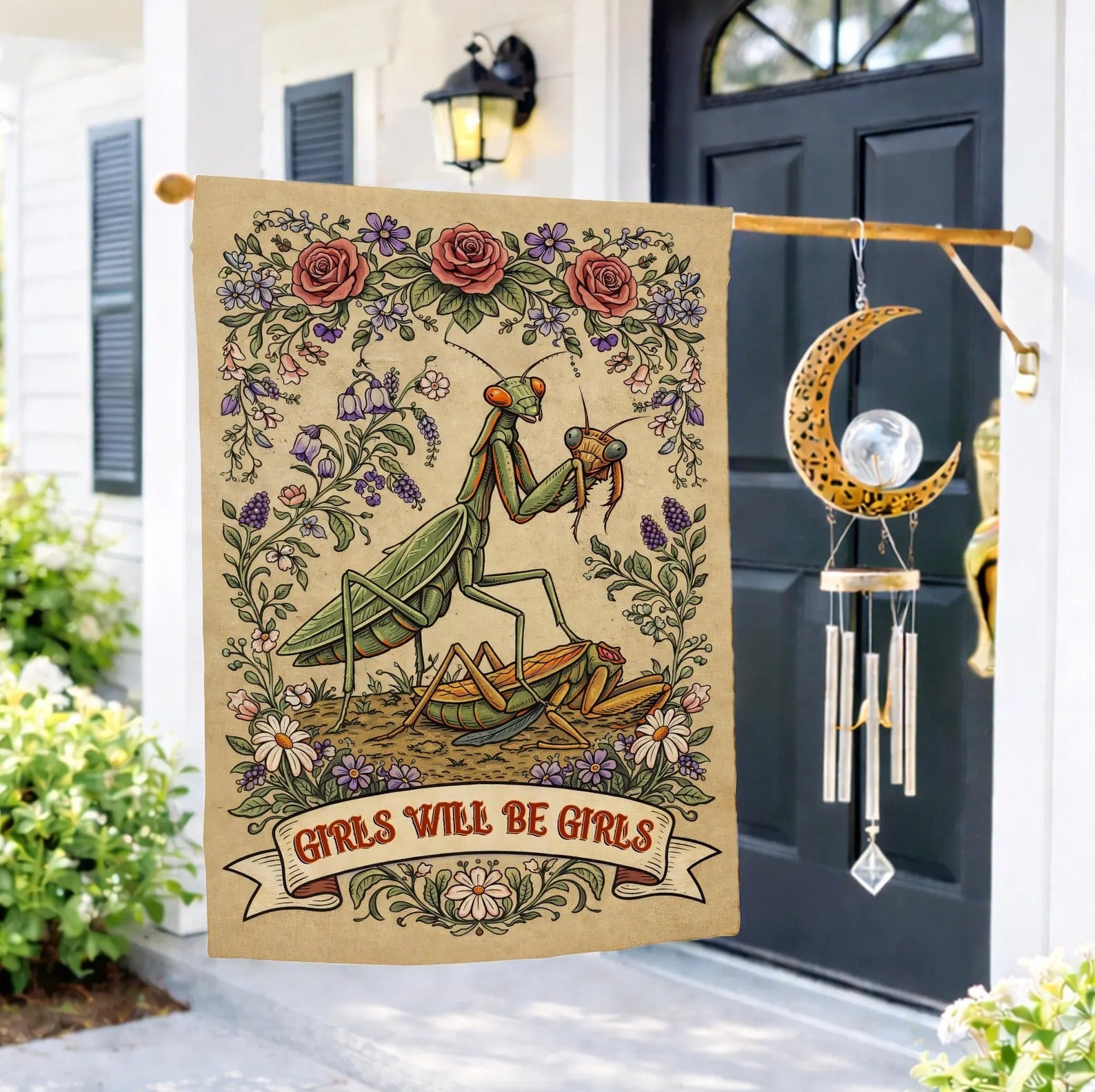 Attitude Revealed Garden Flag: "Girls Will Be Girls" Vintage Art Flag