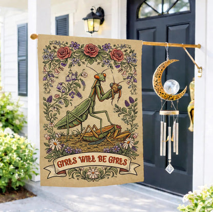 Attitude Revealed Garden Flag: "Girls Will Be Girls" Vintage Art Flag