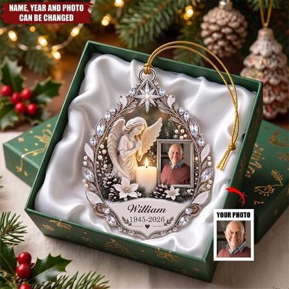 ✨ Keep Their Memory Close | Personalized Angel & Candle Photo Memorial Ornament 🕊️
