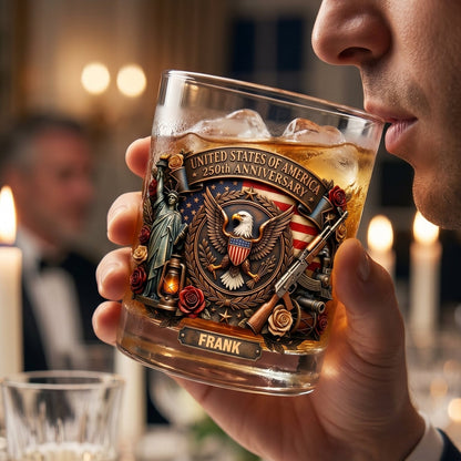 🥃 Personalized USA 250th Anniversary Whiskey Glass