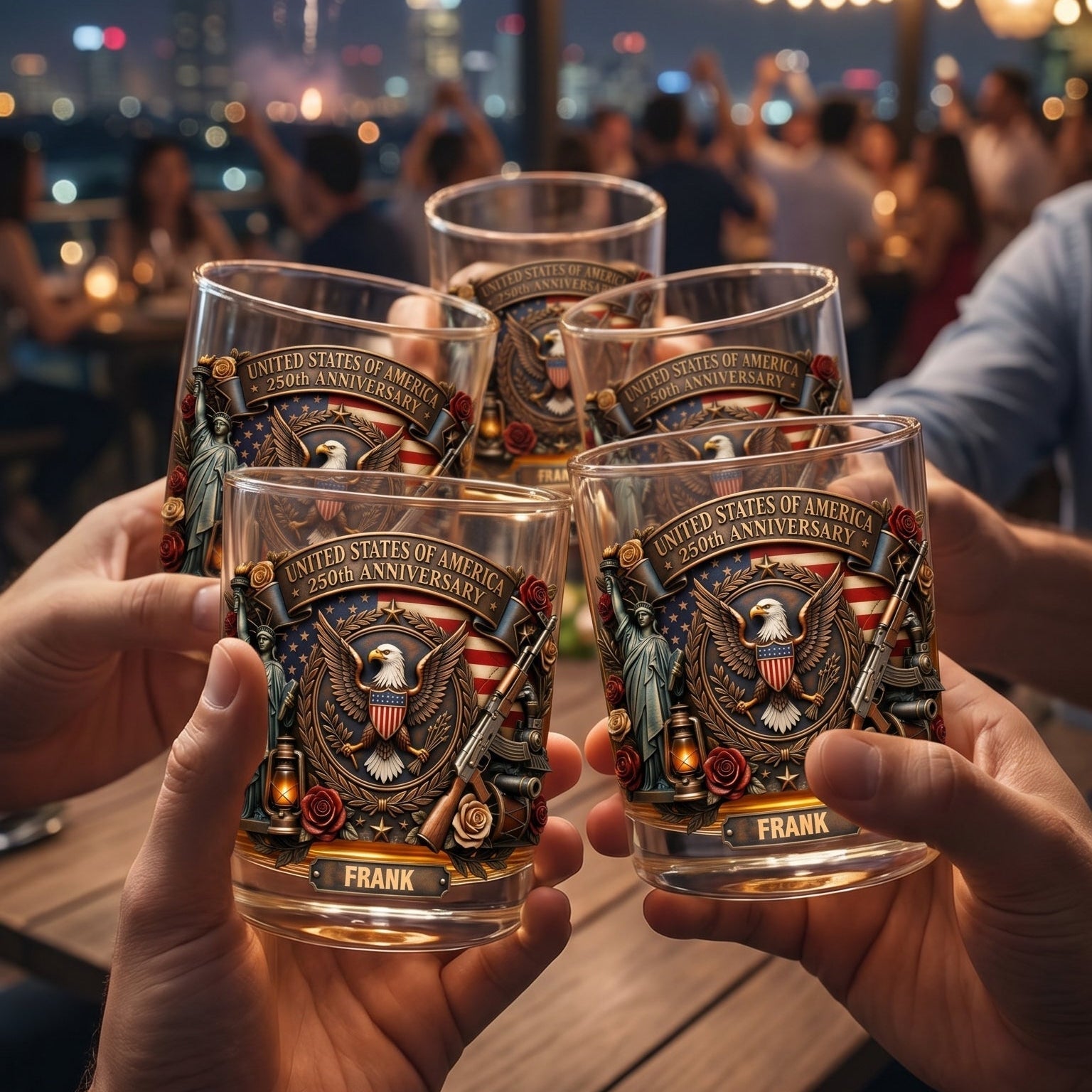 🥃 Personalized USA 250th Anniversary Whiskey Glass
