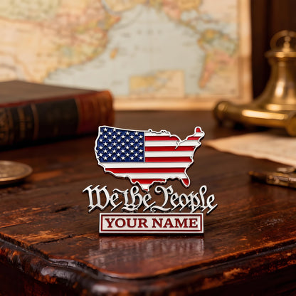 Personalize 250th Anniversary "We The People" USA Map Metal Car Emblem