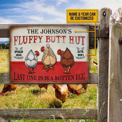 🐔 Personalized "Fluffy Butt Hut" Farm Sign – Spoiled Hens & Rustic Charm