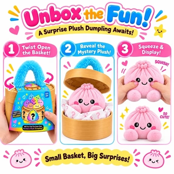🥟Emotional Support Squishy Dumpling Plushie - Ultra-Soft Stress Relief Toy & Desk Pal✨