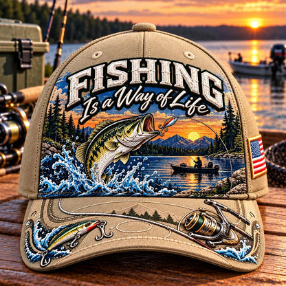 🧢 Fishing Is a Way of Life Cap — Cotton-Poly Blend • Detailed Embroidery • Adjustable Fit