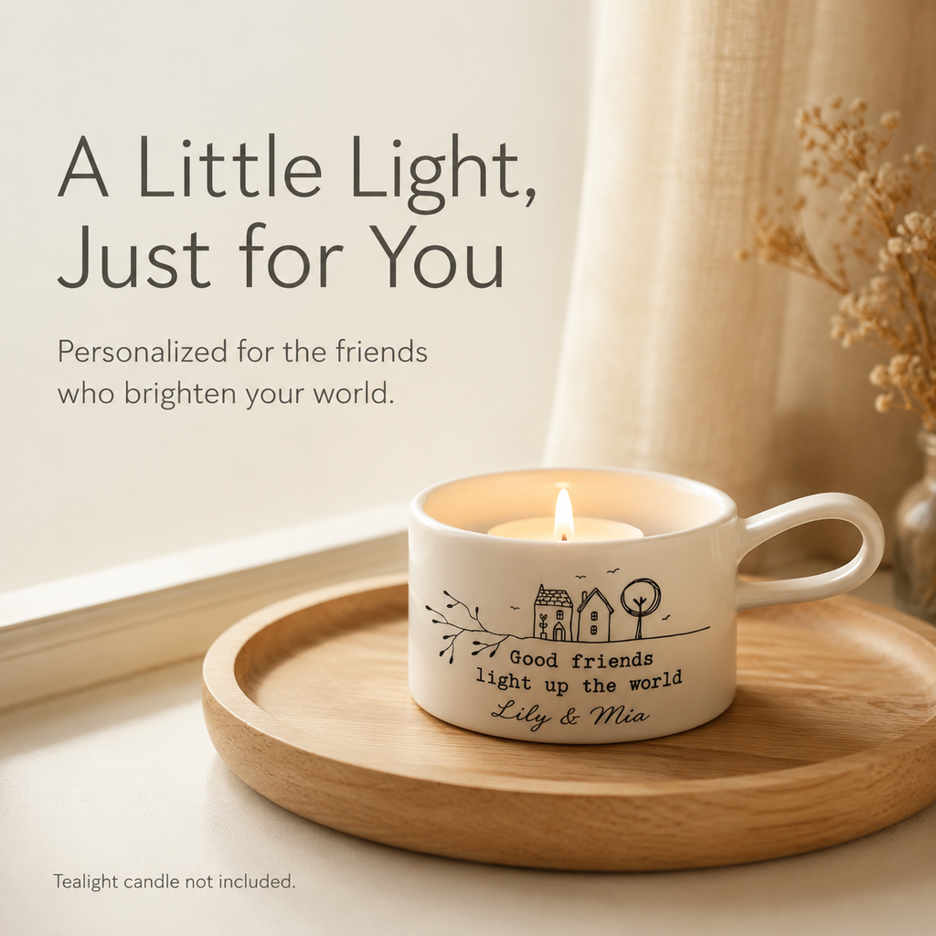 🕯️Personalized Handled Tea Light Holder - Good Friends Light Up The World✨