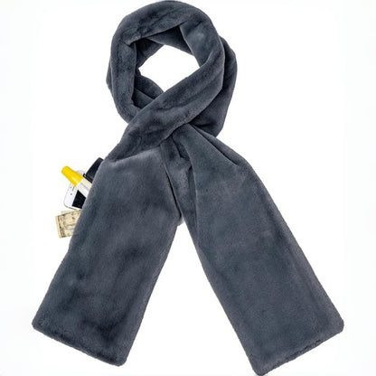 ⚡50% OFF Today! Cosy Faux Fur Pull-Through Scarf With Hidden Zipper Pocket | Store Phone, Keys & Cards, Hands-Free