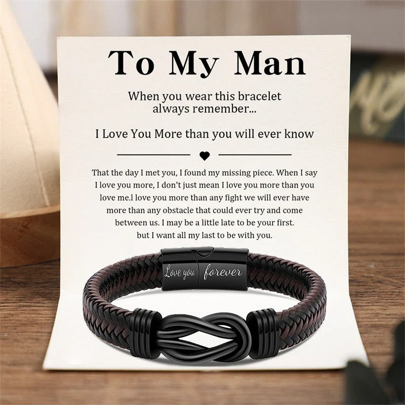 Personalized "To My Man" Infinity Knot Bracelet 🖤 The Gift He'll Actually Wear