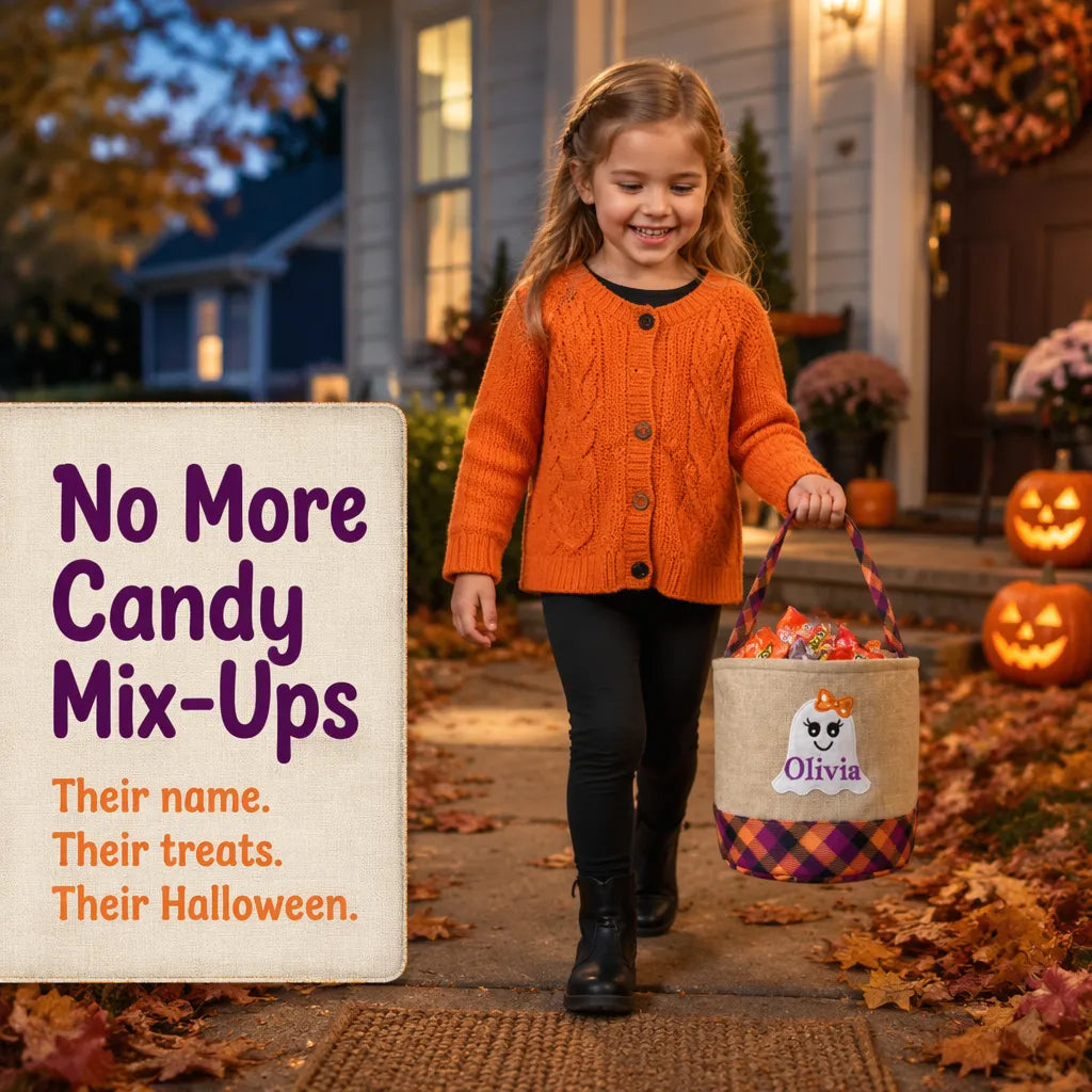 Personalized "Little Ghost" Trick-or-Treat Candy Bucket | Custom Halloween Tote 👻🍬