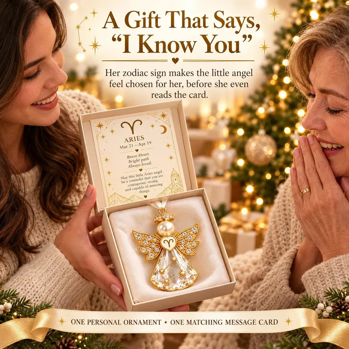 Christmas Zodiac Guardian Angel Keepsake | 12 Signs with Jewel-Toned Designs & Meaningful Gift Cards ✨