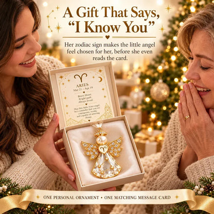 Christmas Zodiac Guardian Angel Keepsake | 12 Signs with Jewel-Toned Designs & Meaningful Gift Cards ✨