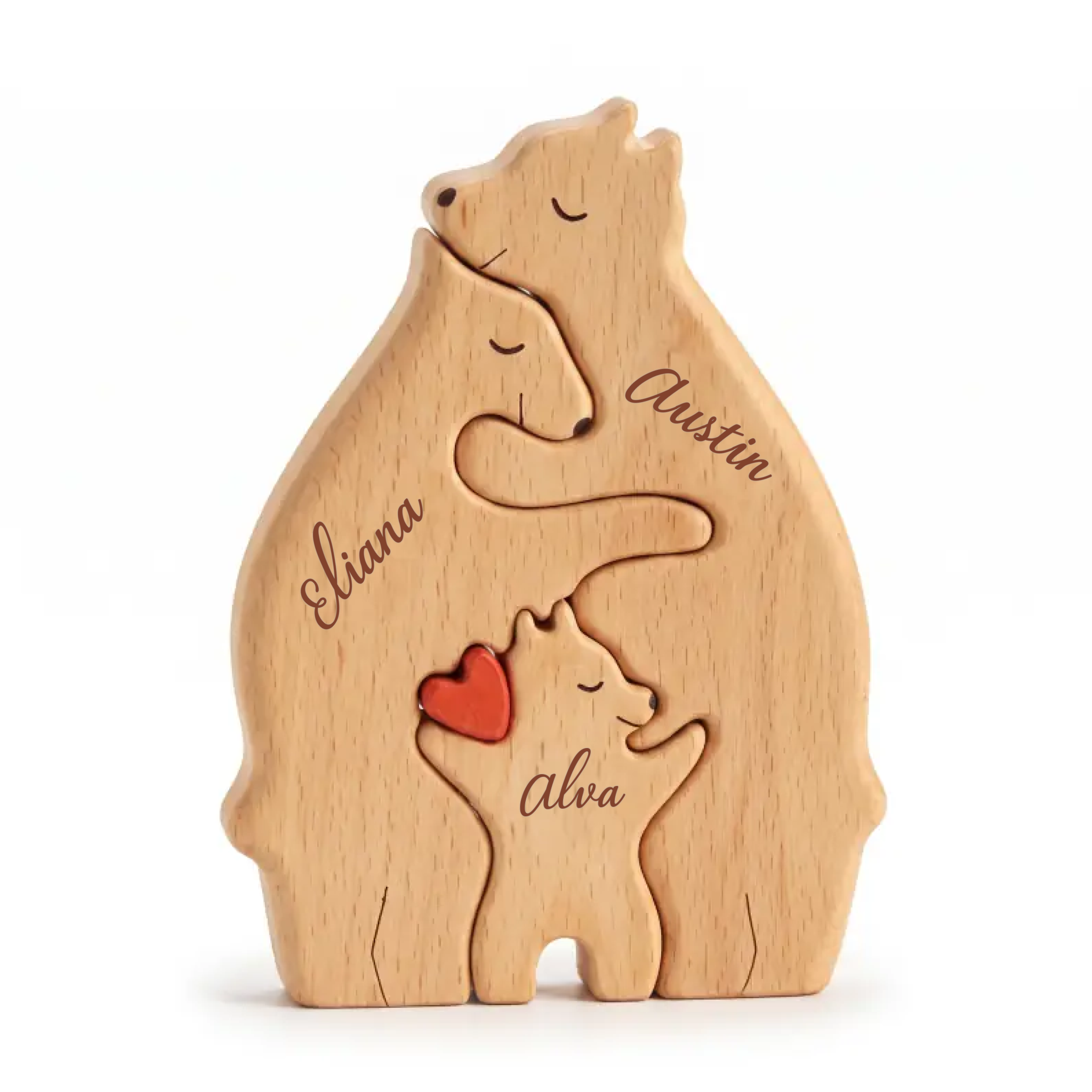 🐻 Personalized Wooden Bear Family Puzzle | Custom Name Keepsake Decor ❤️
