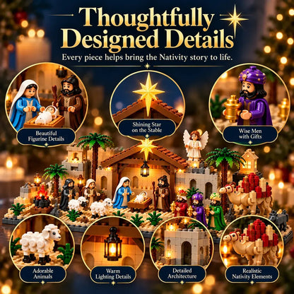 ⛪Last Day 50% OFF✝️Nativity Advent Calendar – 24-Day Buildable Christmas Nativity Set-without Light-emitting Device