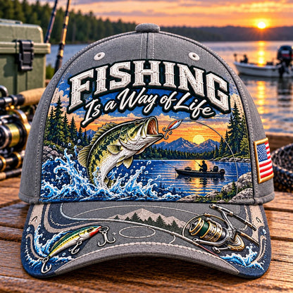🧢 Fishing Is a Way of Life Cap — Cotton-Poly Blend • Detailed Embroidery • Adjustable Fit