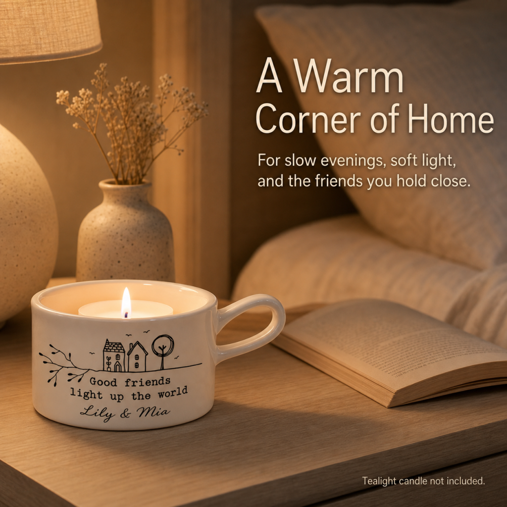 🕯️Personalized Handled Tea Light Holder - Good Friends Light Up The World✨