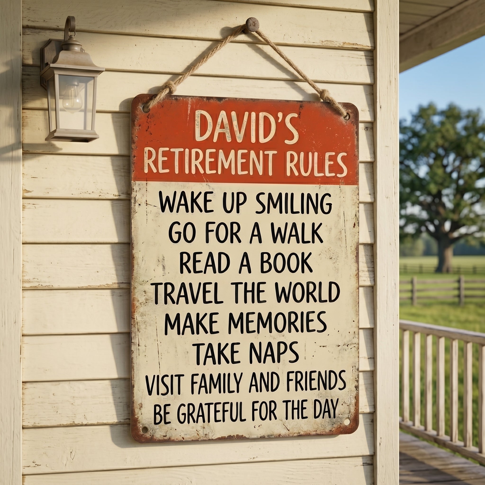 🏡 Personalized Retirement Rules Sign – Inspirational Wall Decor