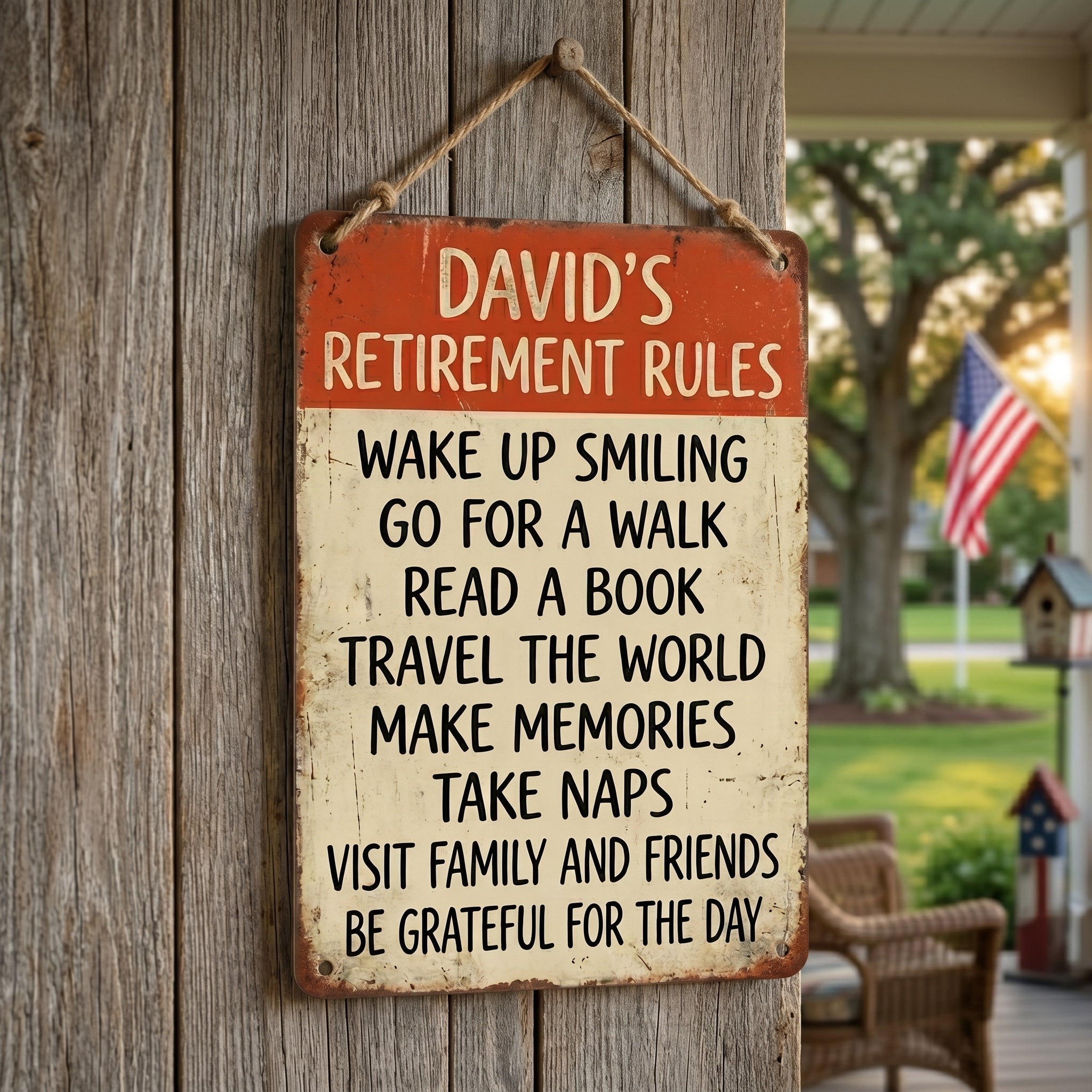 🏡 Personalized Retirement Rules Sign – Inspirational Wall Decor