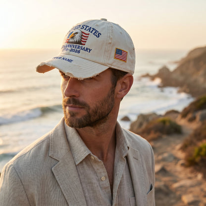 🧢 Personalized USA 250th Anniversary Distressed Cap