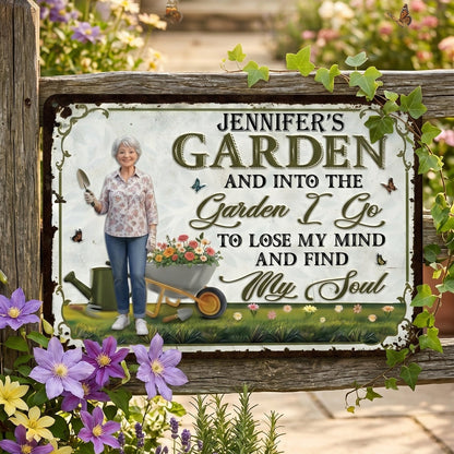 🌿 💖 Animation Style Personalized Gardening Sign - Personalized Classic Metal Signs - Best Gift For Yourself, Best Friends, Siblings, Gardening Lovers