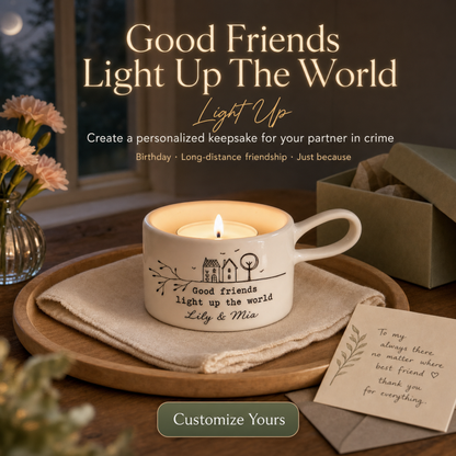 🕯️Personalized Handled Tea Light Holder - Good Friends Light Up The World✨