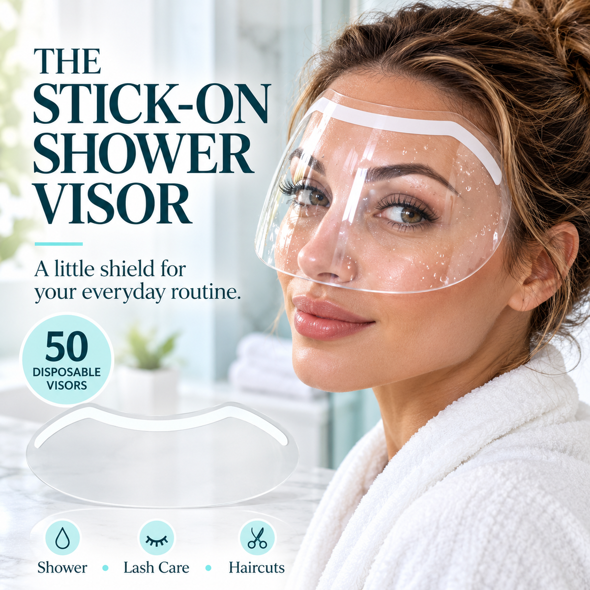 🚿 The Ultimate Shower Face Shield | Waterproof Visor for Lashes & Haircuts (50 Pcs)