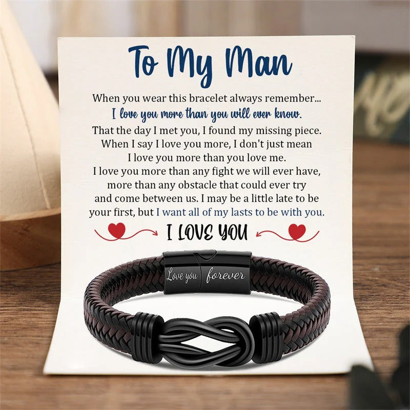 Personalized "To My Man" Infinity Knot Bracelet 🖤 The Gift He'll Actually Wear