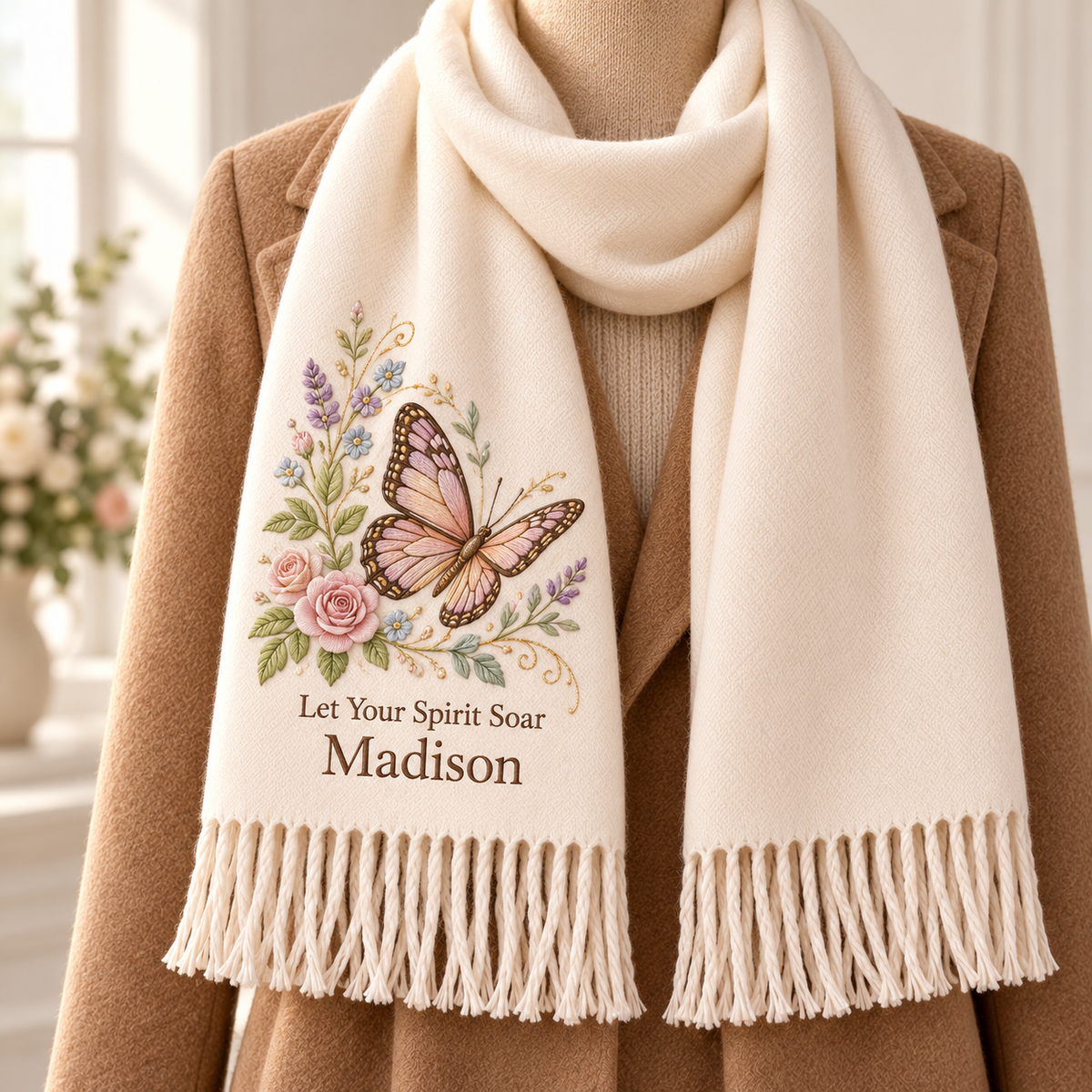 ✨ Wrap Yourself in Warmth & Memories: The Personalized Embroidered "Spirit Animal" Scarf 🧣