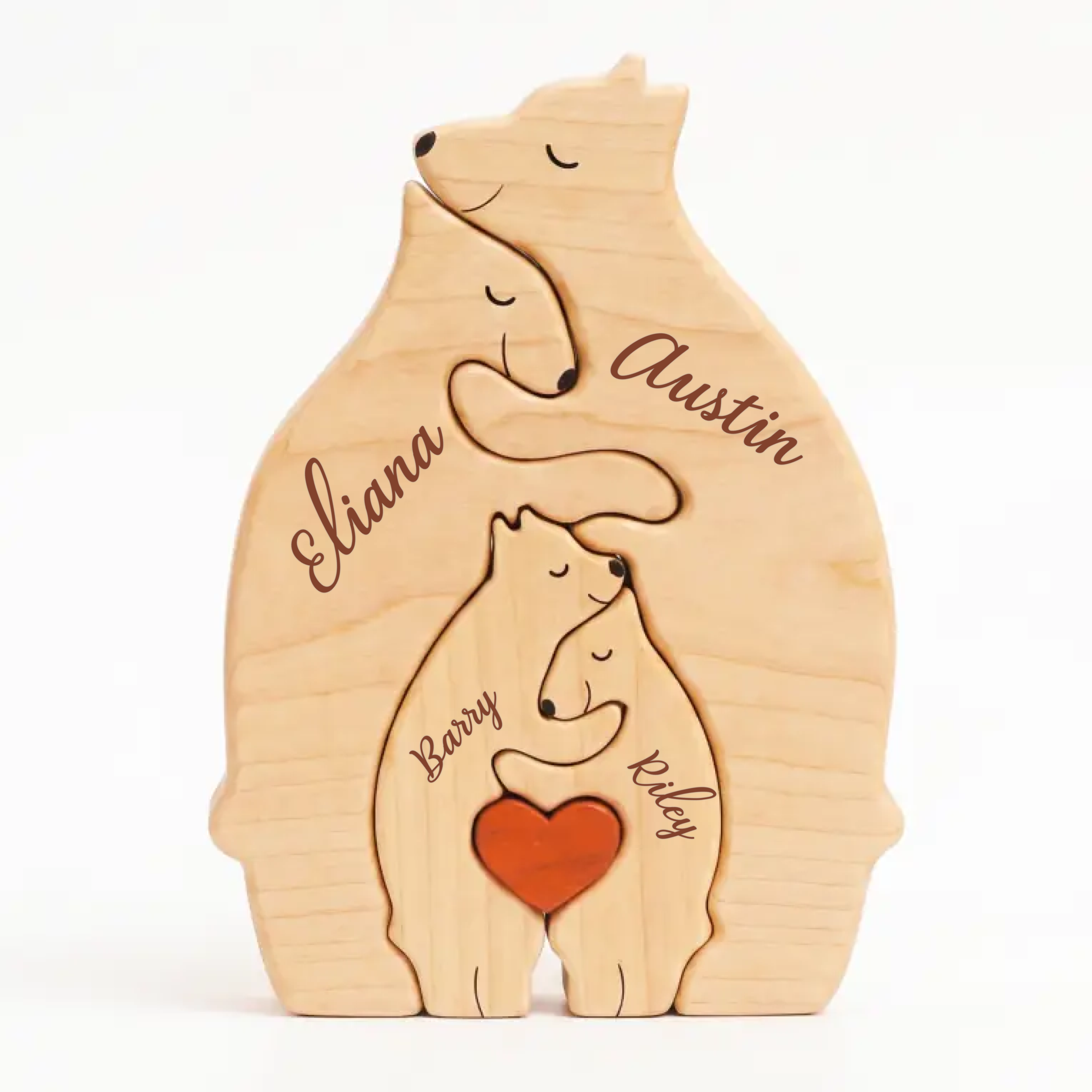🐻 Personalized Wooden Bear Family Puzzle | Custom Name Keepsake Decor ❤️
