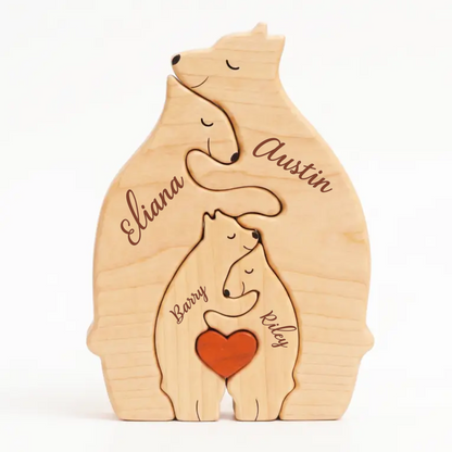 🐻 Personalized Wooden Bear Family Puzzle | Custom Name Keepsake Decor ❤️