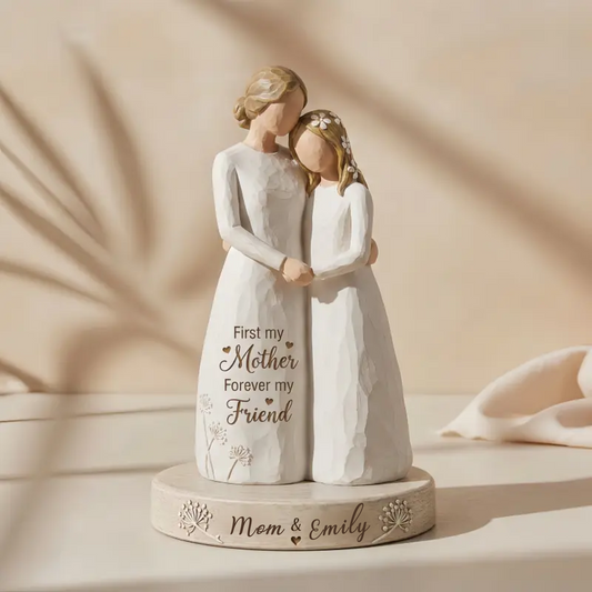 💖 Personalized Mother & Daughter Keepsake Figurine - "First My Mother, Forever My Friend"
